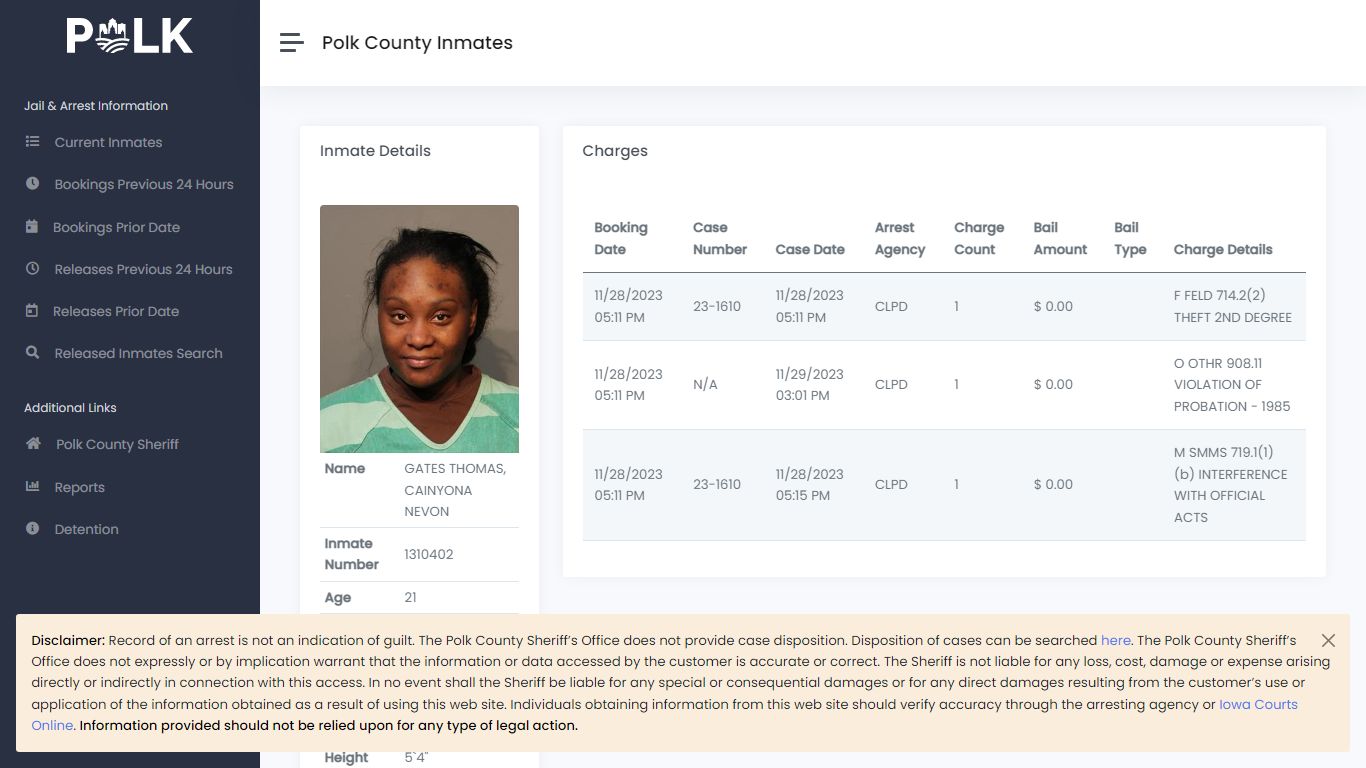 Inmate Details - Polk Inmates